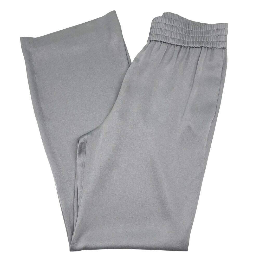 Fabiana Filippi Pull-On Pants Drapey Satin Wide Leg Soft Gray Size S